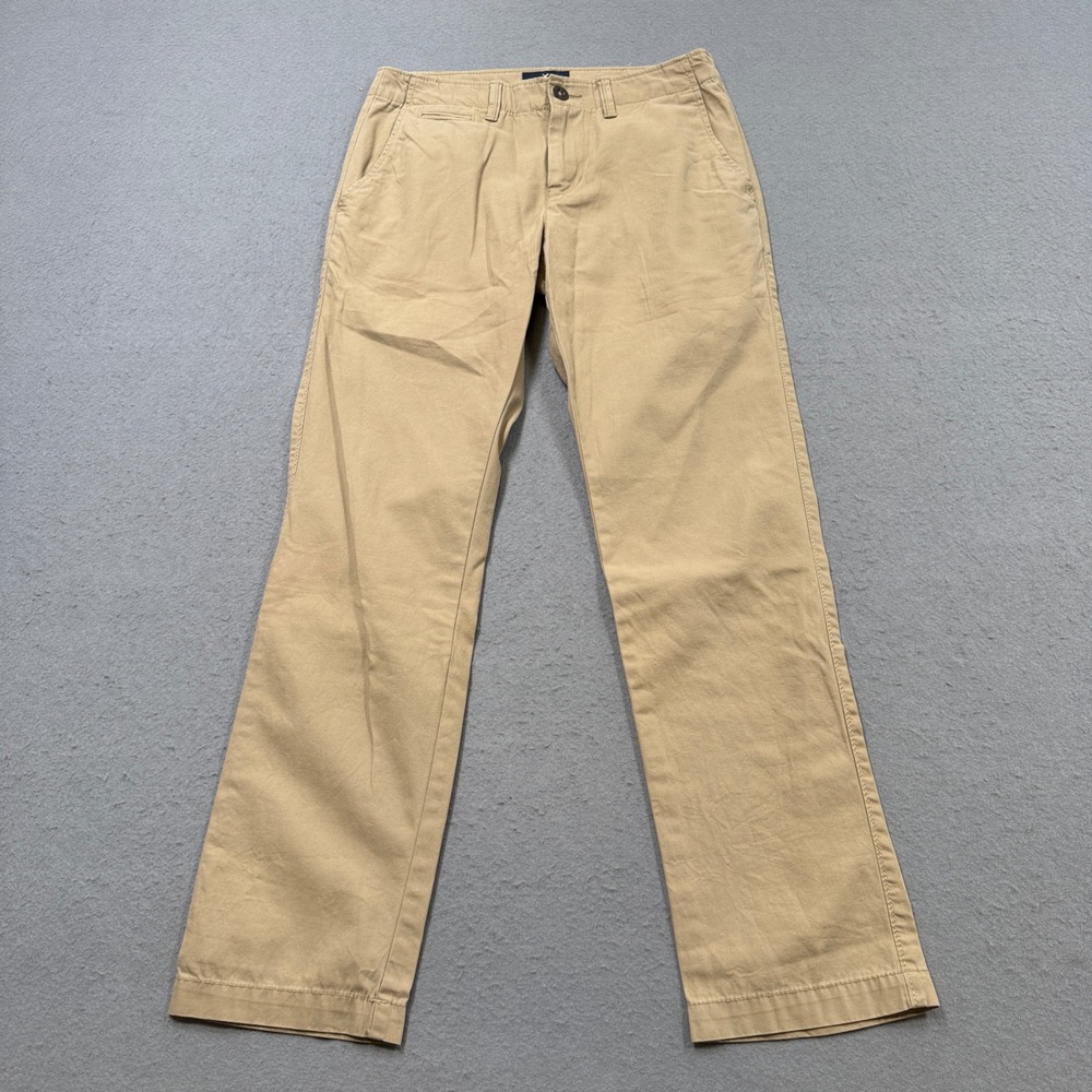American Eagle Chino Pants Men's 30x32 Khaki Tan Straight Leg Slim Fit Cotton